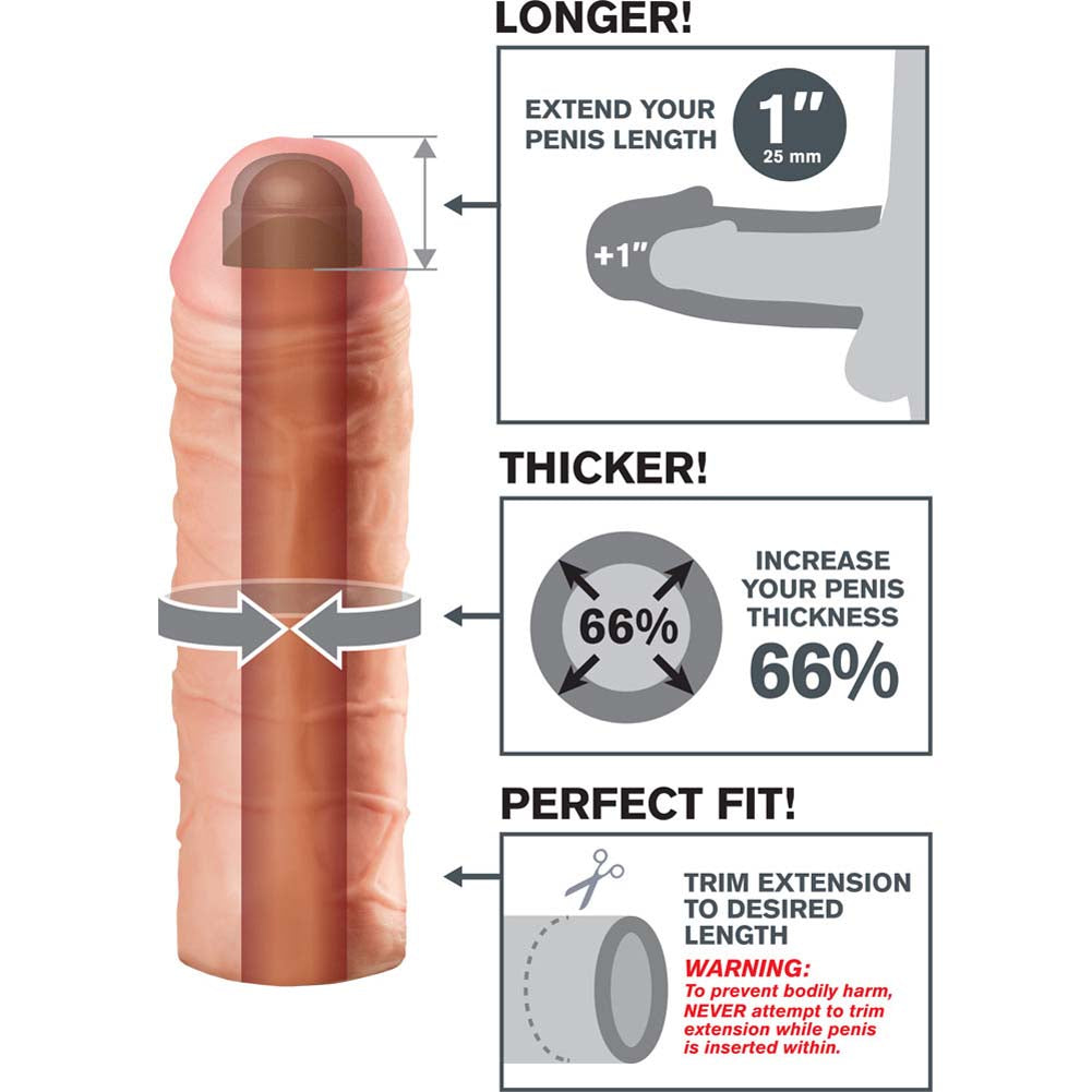 Pipedream Fantasy X-tensions Mega 1 inch Fanta Flesh Extension Penis Sleeve Natural