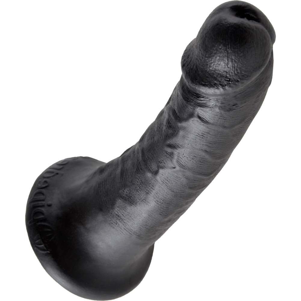 King Cock Tapered Realistic Dildo with Suction Cup - 6 Inch Black