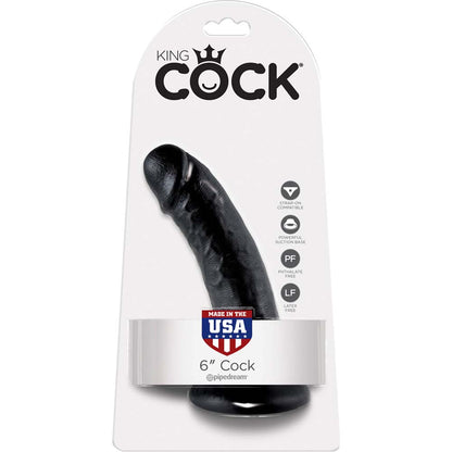 King Cock Tapered Realistic Dildo with Suction Cup - 6 Inch Black