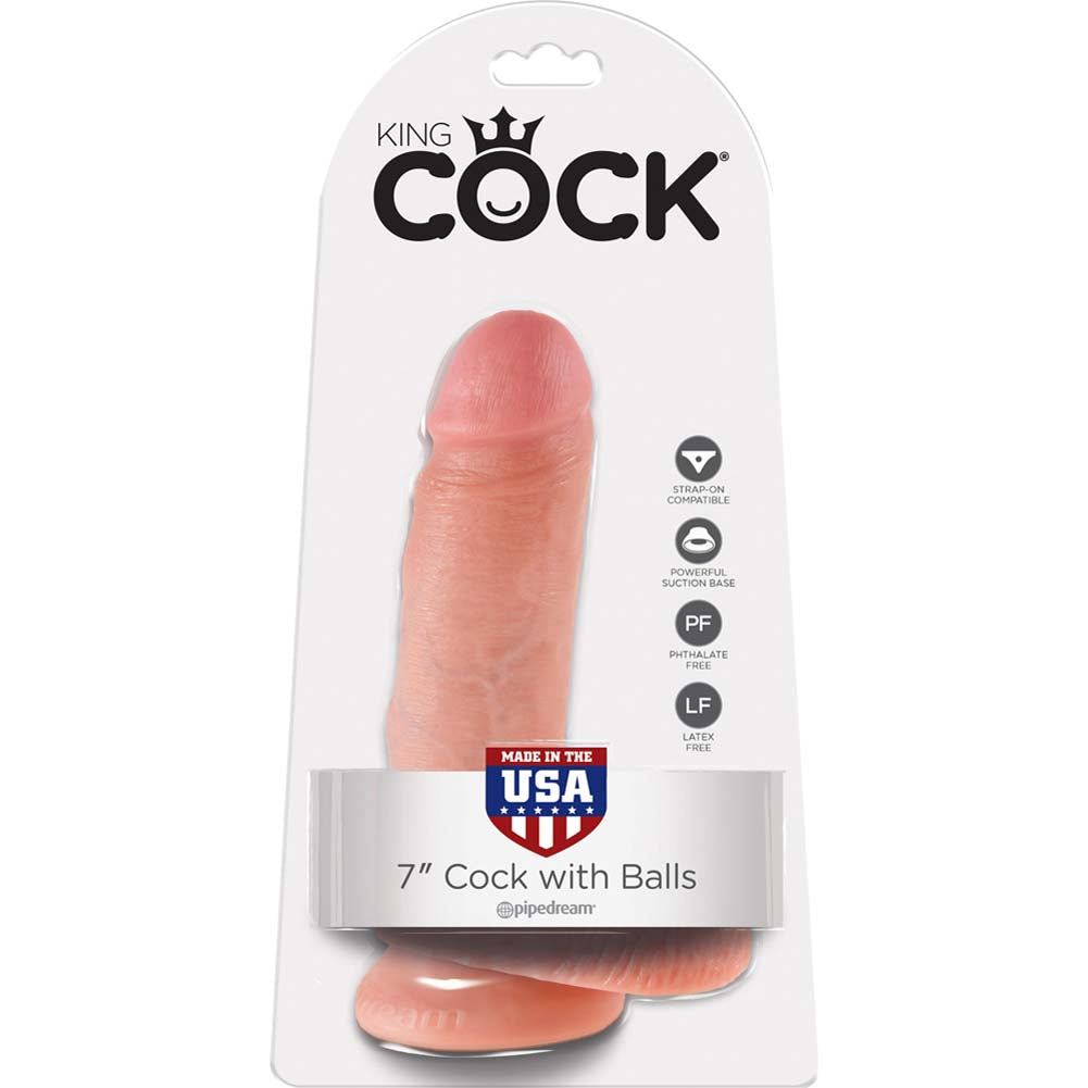 Pipedream King Cock Realistic Dildo with Balls and Suction Cup Mount Base 7 inch