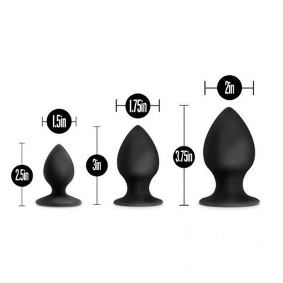 Anal Adventures Platinum Silicone Anal Stout Trainer Kit includes 3 Gradual Anal Stretching Butt Plugs