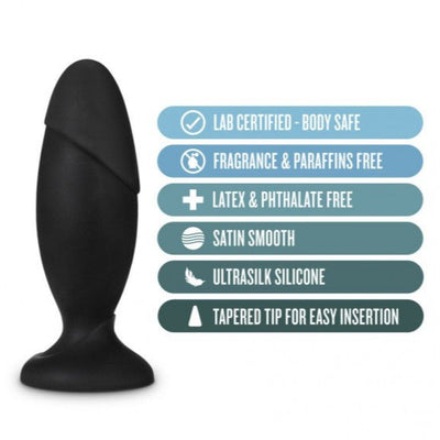 Anal Adventures Platinum Silicone ROCKET PLUG Black Butt Plug