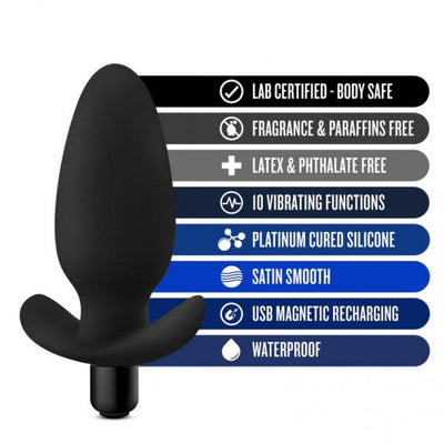 Anal Adventures Platinum Silicone SADDLE PLUG Black Vibrating Butt Plug