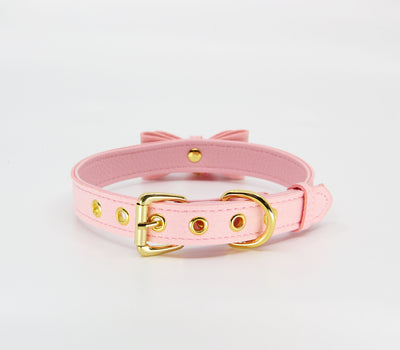 Berlin Baby Dainty Kitty Faux Suede Adjustable Collar with Bow Grained Leatherette Lining and Functional Cat Bell