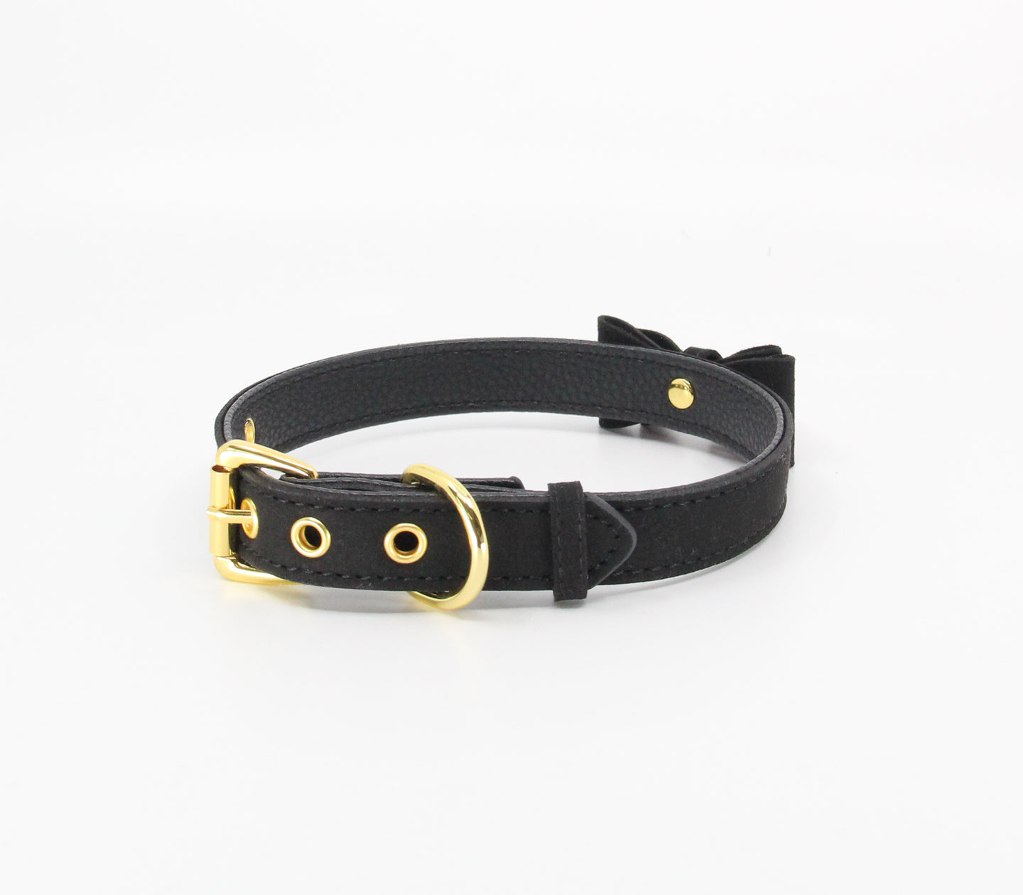 Berlin Baby Dainty Kitty Faux Suede Adjustable Collar with Bow Grained Leatherette Lining and Functional Cat Bell
