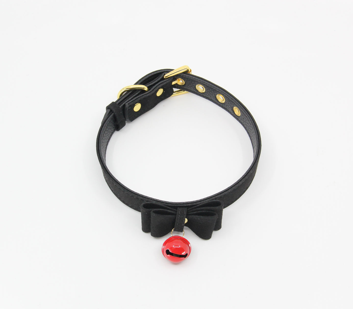 Berlin Baby Dainty Kitty Faux Suede Adjustable Collar with Bow Grained Leatherette Lining and Functional Cat Bell