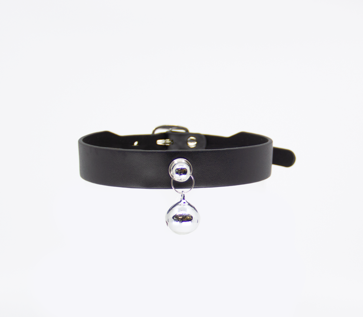 Berlin Baby Faux Flat Leather Collar with Cat Bell