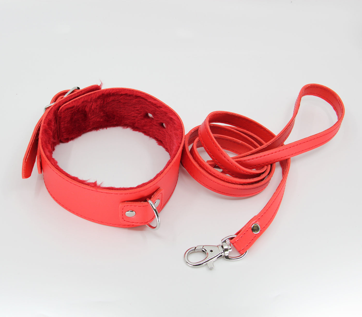 Berlin Baby Faux Fur Lined Adjustable Collar and Leash Set Red