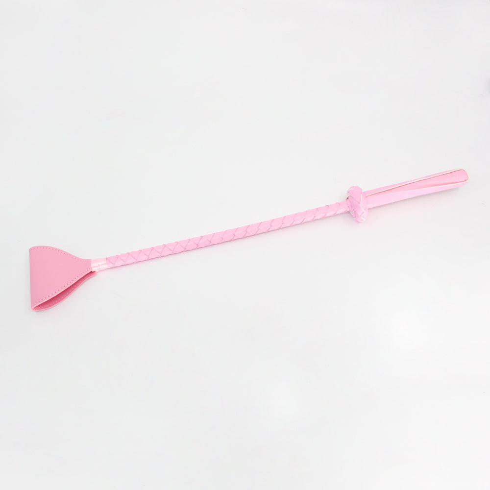 Berlin Baby Faux Vegan Leather Look Braided Riding Crop with Wide Tab End and Wrist Strap Baby Pink