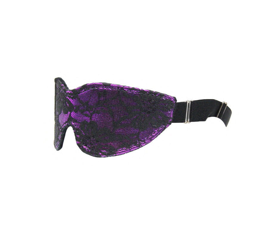 Berlin Baby Purple Satin and Lace Blindfold with Black Faux Fur Lining 