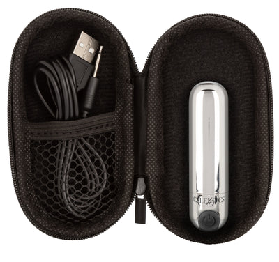 CalExotics Rechargeable HIDEAWAY MINI BULLET VIBRATOR Black and Silver