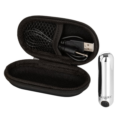 CalExotics Rechargeable HIDEAWAY MINI BULLET VIBRATOR Black and Silver