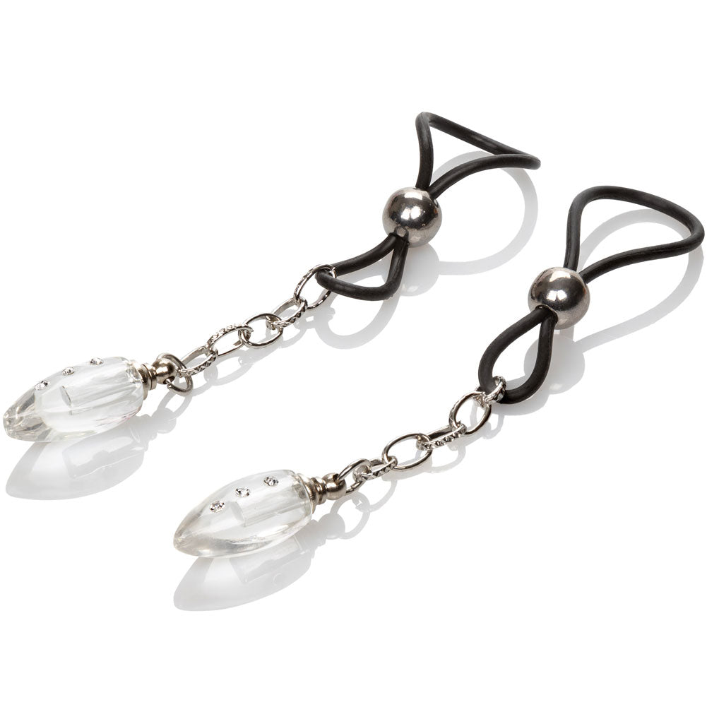 CalExotics Nipple Play Non Piercing Nipple Jewelry Crystal Teardrop Non Tarnishing Jewellery