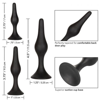 CalExotics Silicone Anal Starter Kit 3 Graduated Sizes with Suction Cup