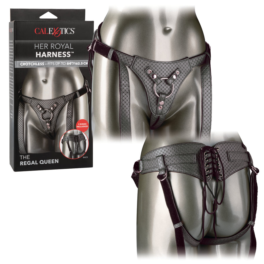 Calexotics Her Royal Harness The Regal Queen Vegan Leather Corset Strap On Harness 