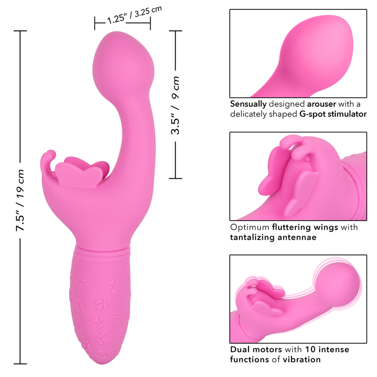 CalExotics BUTTERFLY KISS Rechargeable G Spot Vibrator with Clitoral Fluttering Wings