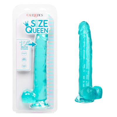 Calexotics SIZE QUEEN Flexible Dildo with Suction Cup 10 inch Turquoise Blue