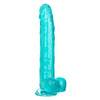 Calexotics SIZE QUEEN Flexible Dildo with Suction Cup 10 inch Turquoise Blue