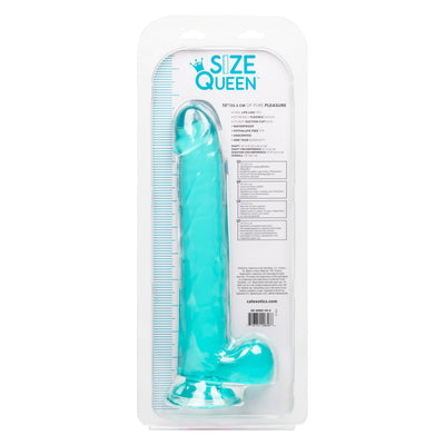 Calexotics SIZE QUEEN Flexible Dildo with Suction Cup 10 inch Turquoise Blue