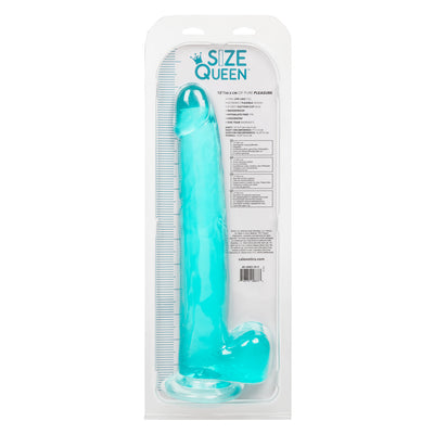 Calexotics SIZE QUEEN Flexible Dildo with Suction Cup 12 inch Turquoise Blue