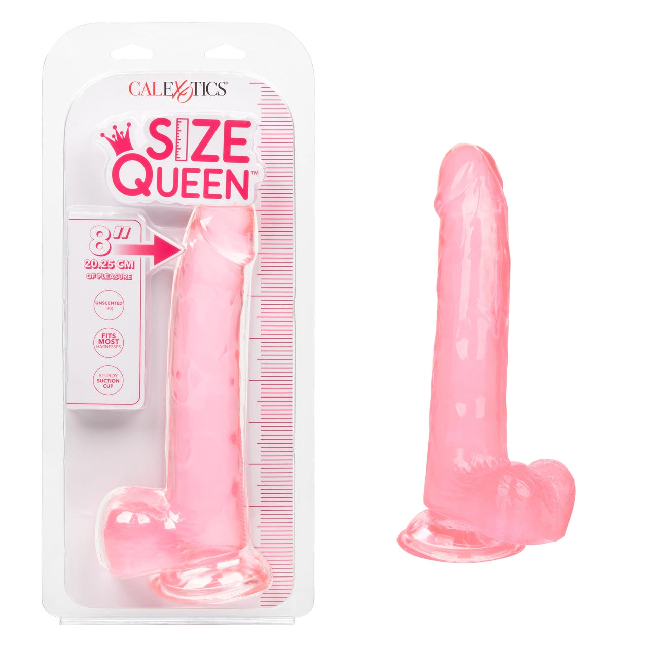 CalExotics Size Queen Flexible Realistic Dildo with Suction Cup – 8 Inch Pink