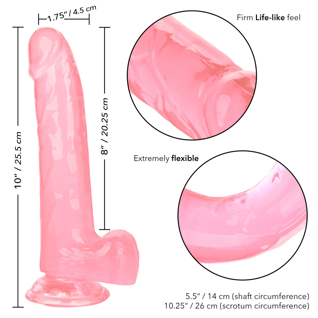 Calexotics SIZE QUEEN Flexible Dildo with Suction Cup 8 inch