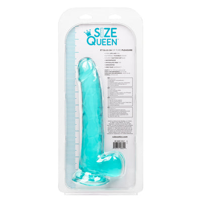 Calexotics SIZE QUEEN Flexible Dildo with Suction Cup 8 inch Turquoise Blue