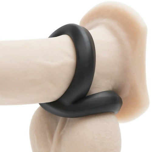 Crazy Bull Super Soft Silicone Figure 8 Cock and Ball Ring Black