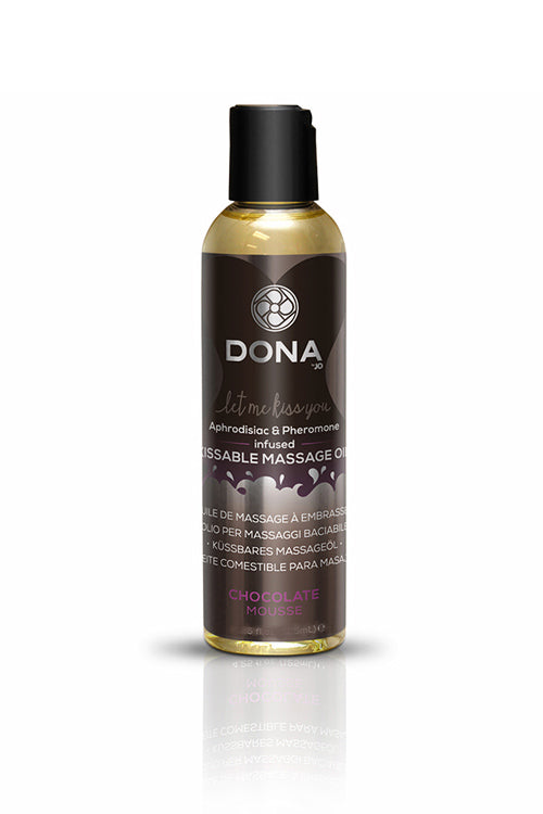 DONA Let Me Kiss You Aphrodisiac and Pheromone Infused KISSABLE MASSAGE OIL Chocolate Mousse 110ml