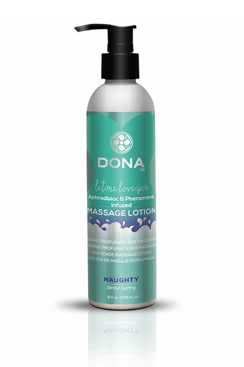 DONA Let Me Love You Aphrodisiac and Pheromone Infused SINFUL SPRING MASSAGE LOTION Naughty Aroma 8oz / 235ml