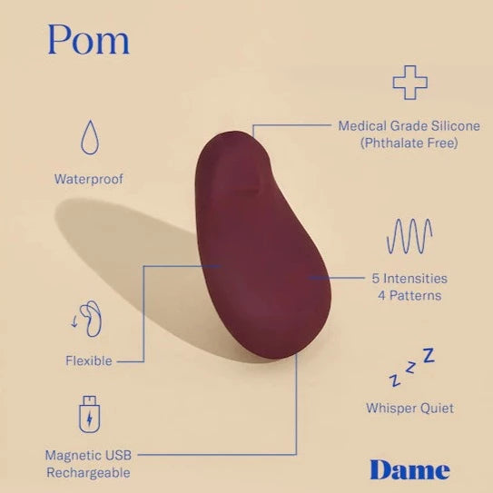 Dame POM Palm-Sized Flexible Clitoral Vibrator Plum