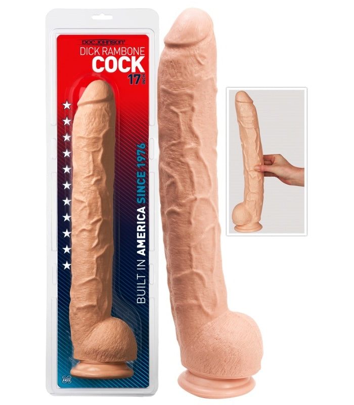 Doc Johnson Classic Dick Rambone Cock Realistic Dildo with Suction Cup Mount Base 17 inch