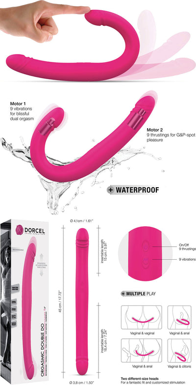 Dorcel Luxury ORGASMIC DOUBLE DO Thrusting and Vibrating Double Ended Dildo Pink