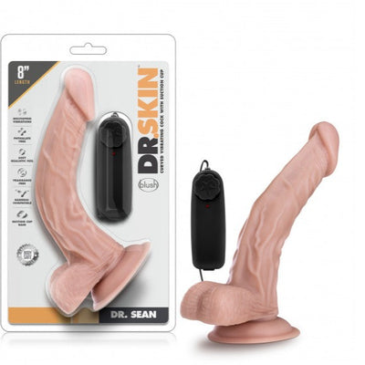 Dr Skin DR SEAN Vibrating Realistic Cock with Suction Cup 8 inch Vanilla Dildo with Remote Control