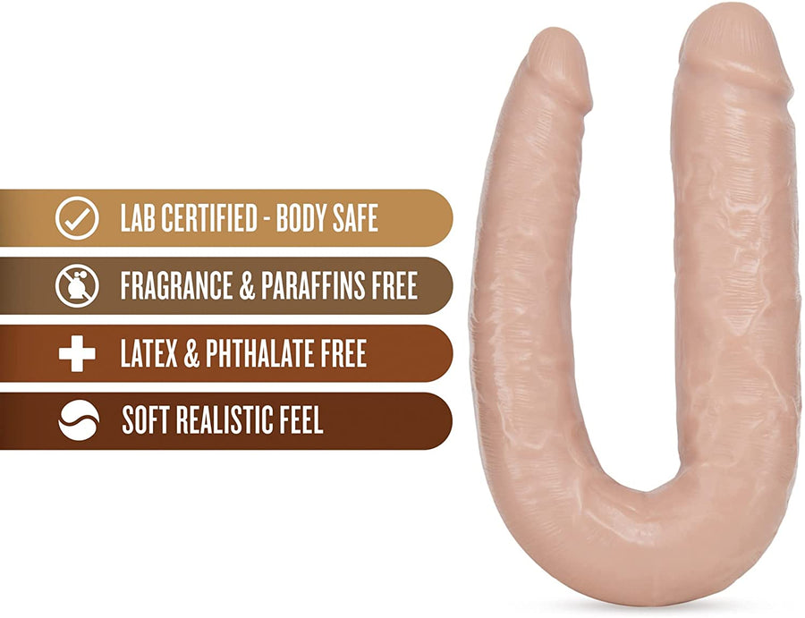 Dr Skin Dr Double Dual Ended Flexible U-shaped Realistic Double Penetration Dildo 18 inch Vanilla