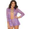 Elegant Moments Floral Lace Dressing Gown 2 Piece Set Large Lilac Purple Robe Set