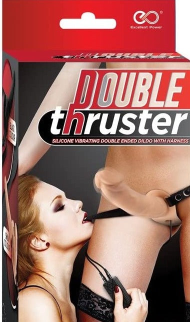 Excellent Power Double Thruster Silicone Vibrating Double Ended Dildo with Strap On Harness and Remote Control
