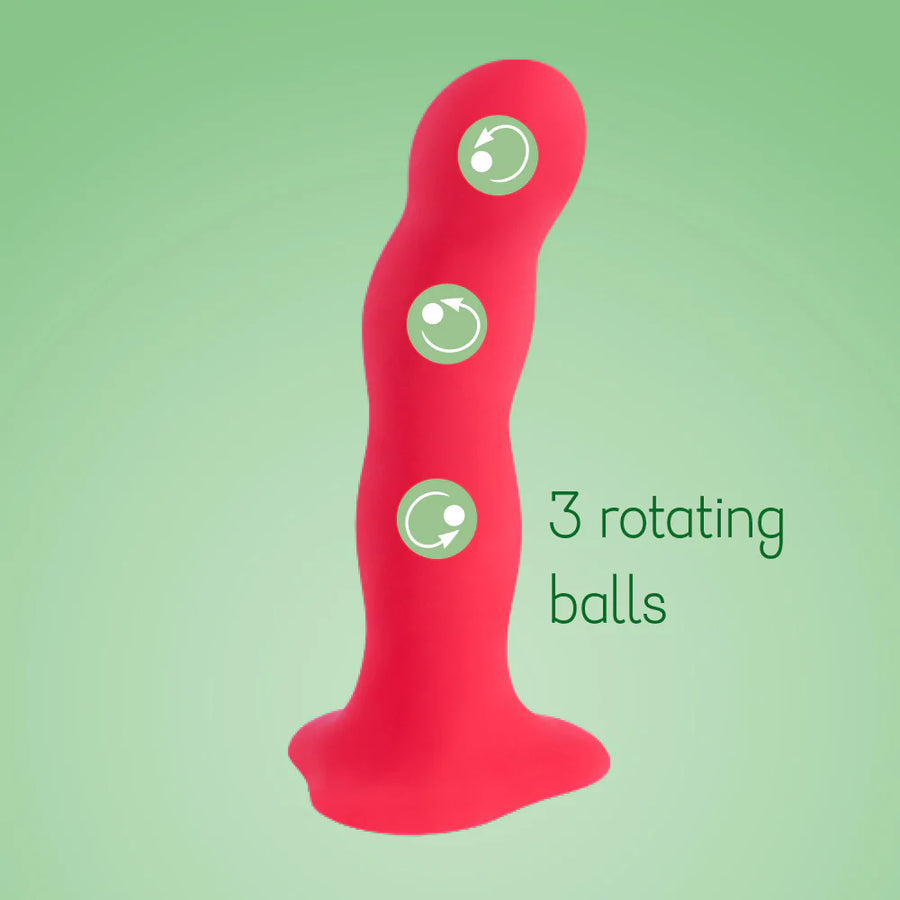 Fun Factory BOUNCER DILDO with 3 rotating ORGASM BALLS inside the shaft and Suction Cup includes FREE TOYBAG