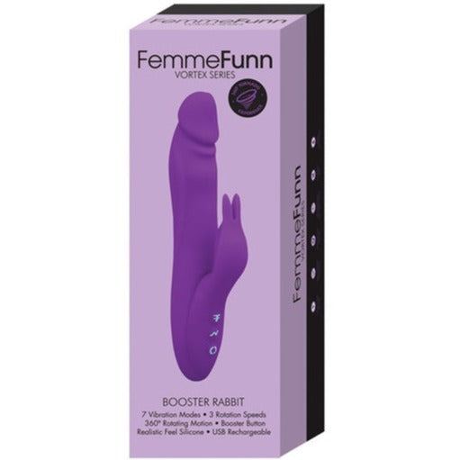 FemmeFunn Booster Rabbit Dual Stimulating Rotating Rabbit Vibrator with Booster Button Purple
