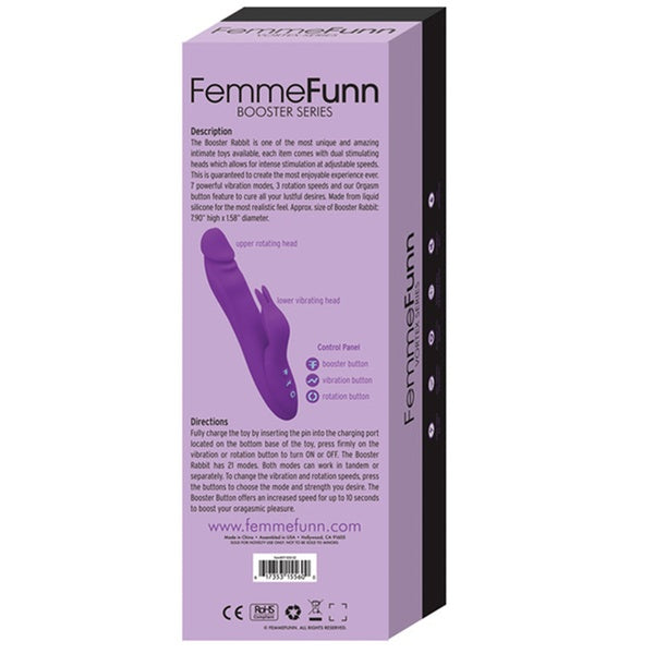 FemmeFunn Booster Rabbit Dual Stimulating Rotating Rabbit Vibrator with Booster Button Purple