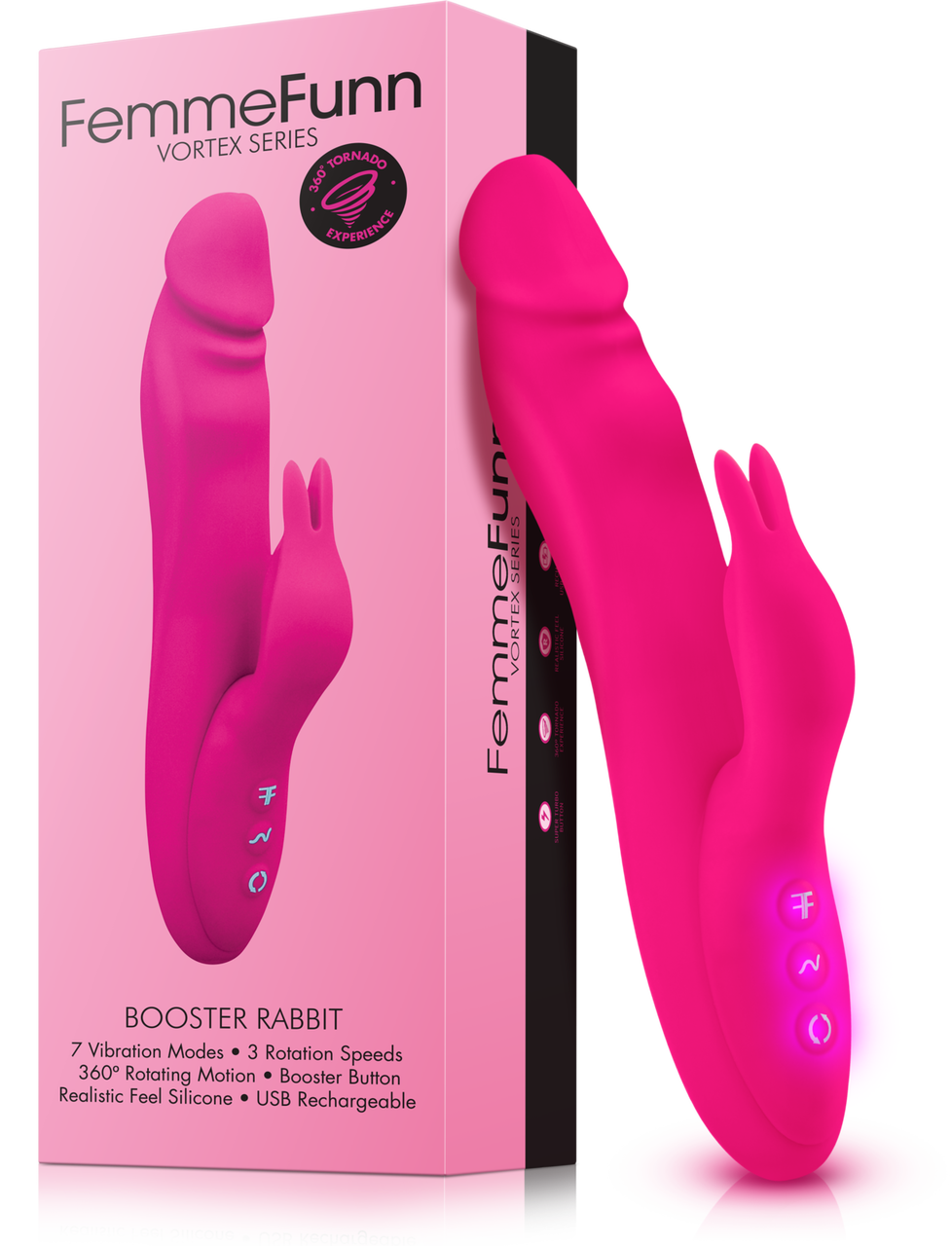 FemmeFunn Booster Rabbit Dual Stimulating Rotating Rabbit Vibrator with Booster Button