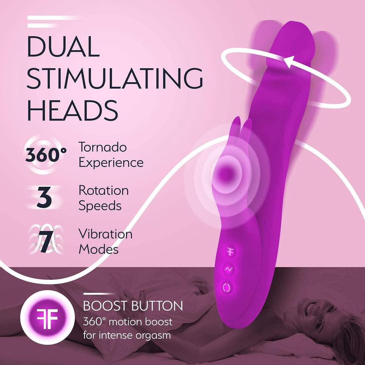 FemmeFunn Booster Rabbit Dual Stimulating Rotating Rabbit Vibrator with Booster Button Purple