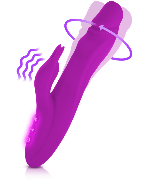 FemmeFunn Booster Rabbit Dual Stimulating Rotating Rabbit Vibrator with Booster Button Purple