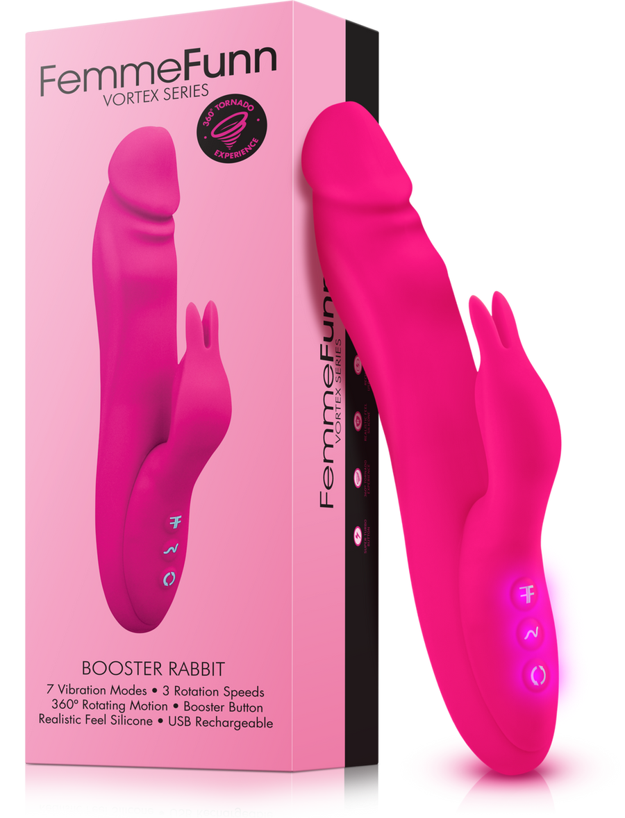 FemmeFunn Booster Rabbit Dual Stimulating Rotating Rabbit Vibrator with Booster Button 