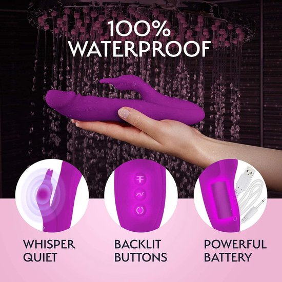 FemmeFunn Booster Rabbit Dual Stimulating Rotating Rabbit Vibrator with Booster Button Purple
