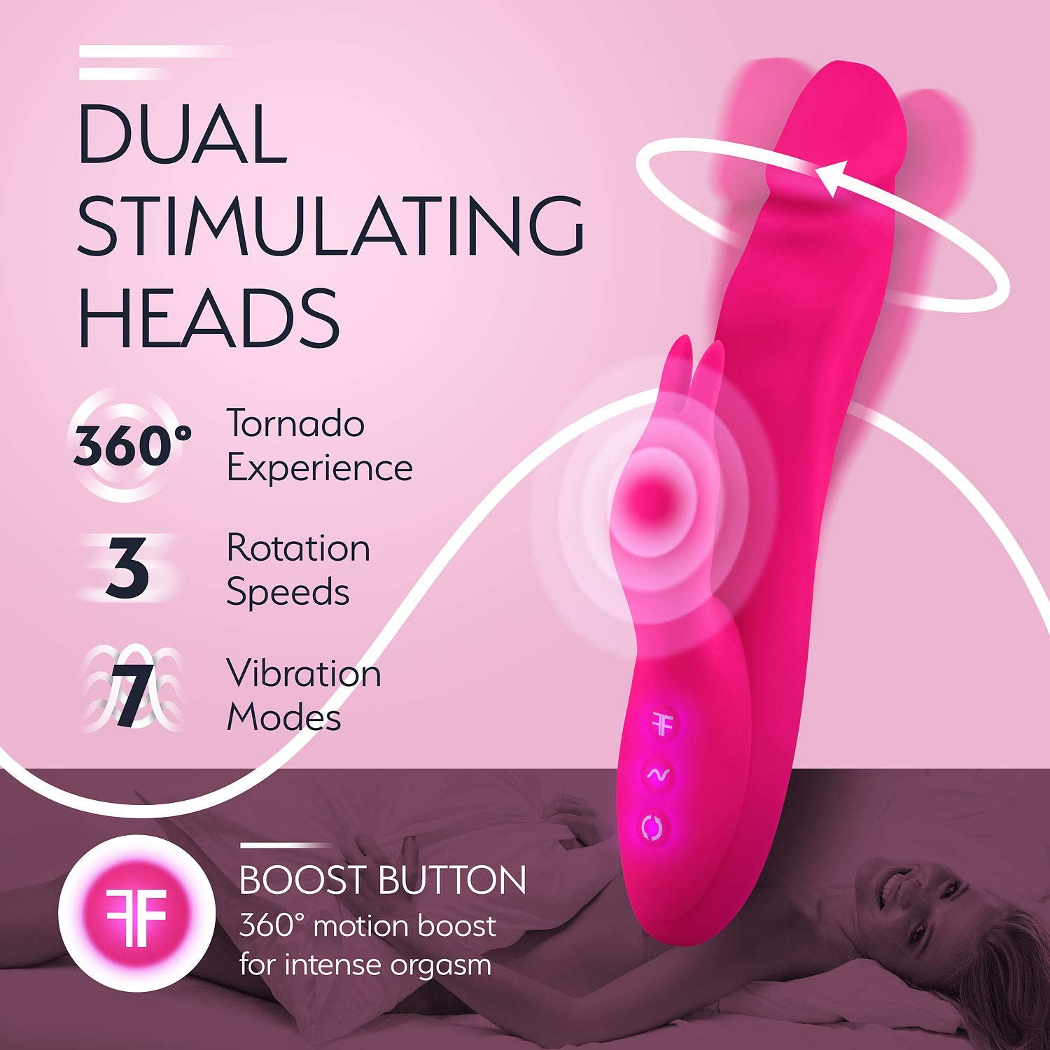 FemmeFunn Booster Rabbit Dual Stimulating Rotating with Booster Button Pink
