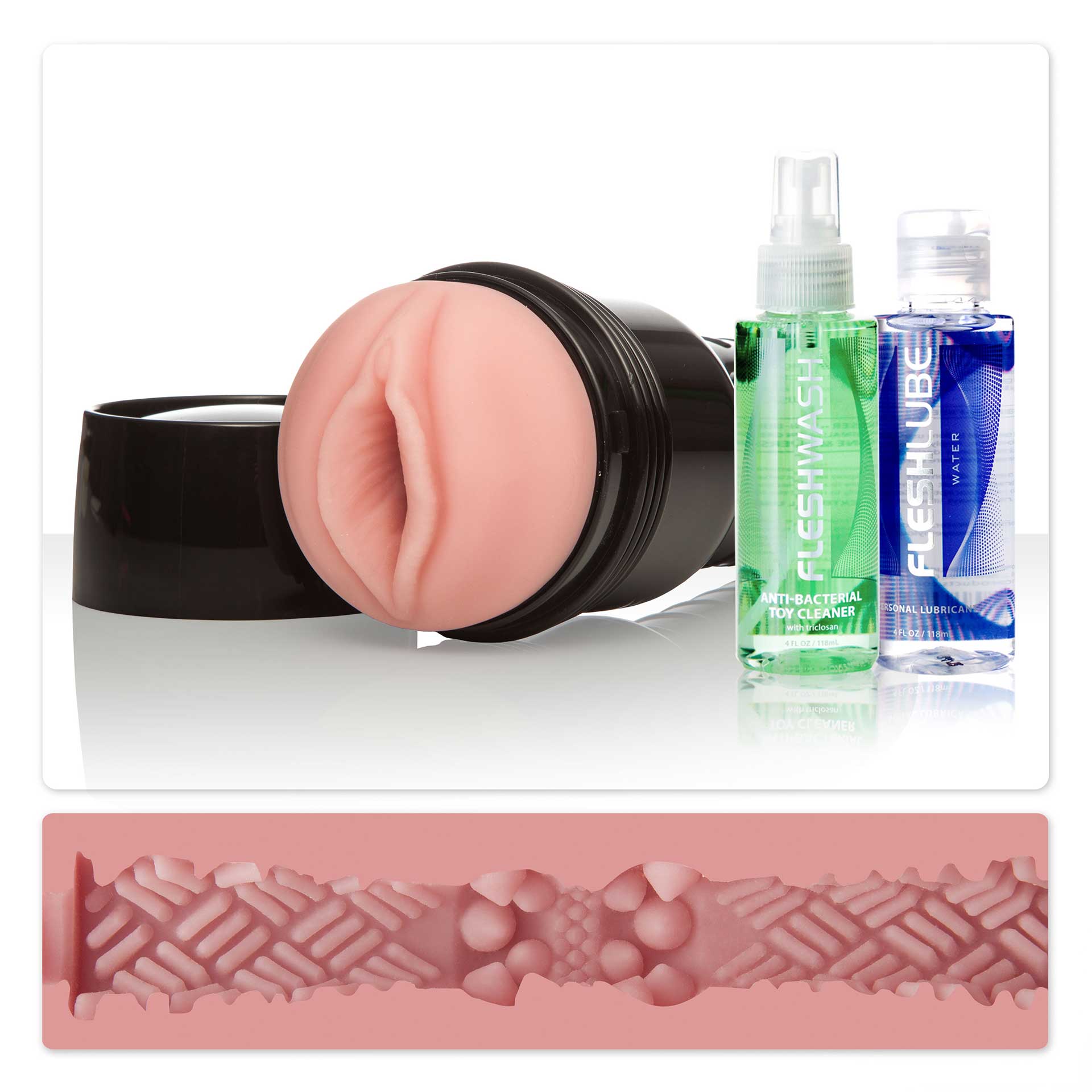Fleshlight GO Surge Combo Pack with Pink Lady SuperSkin Vagina Male Masturbator + Fleshwash Toy Cleaner (100ml)+ Fleshlube Water Based Lubricant (118ml)