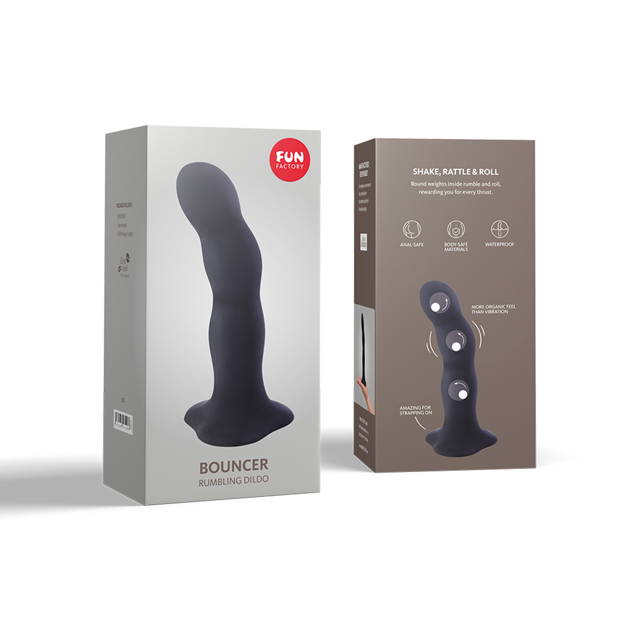 Fun Factory BOUNCER DILDO with 3 rotating ORGASM BALLS inside the shaft and Suction Cup includes FREE TOYBAG