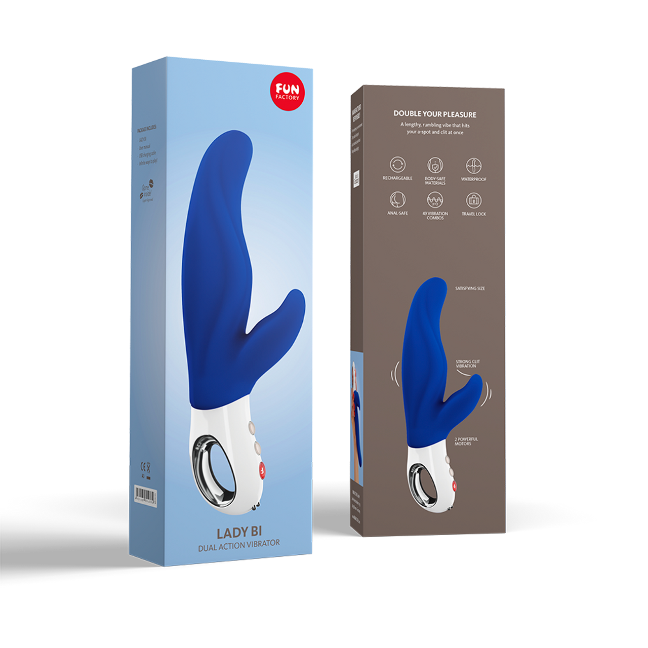 Fun Factory LADY BI Dual Action A-Spot Rabbit Vibrator and Anal Vibrator with 36 vibration Combos and with FREE Toybag