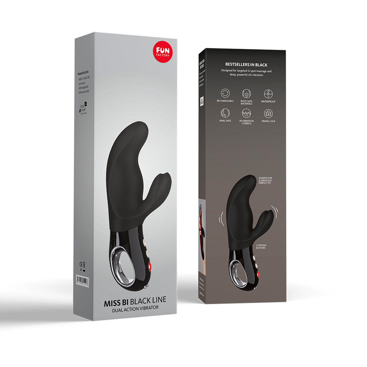 Fun Factory MISS BI DUAL ACTION G-SPOT RABBIT VIBRATOR And PROSTATE VIBRATOR with 36 Vibration Combos includes FREE TOYBAG